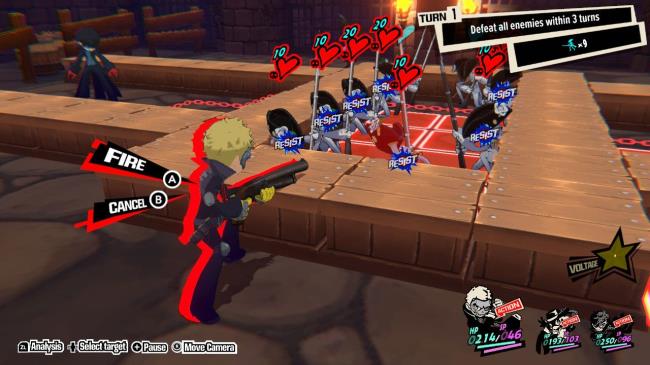 Ryuji Sakamoto aiming at enemies in Persona 5 Tactica