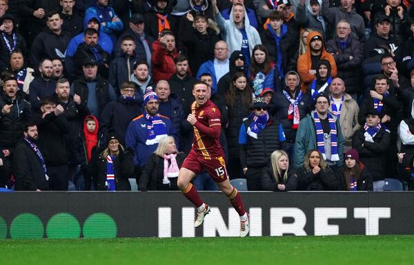 Former Cork City man Dan Casey score the winner for Motherwell against Rangers. Andrew Milligan/PA Wire.